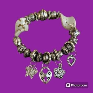 5/$25 Acrylic Beaded Coquette Charms Stretch Bracelet